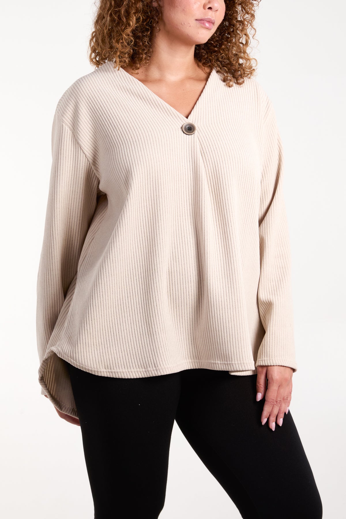 One Button Corduroy Rib Top
