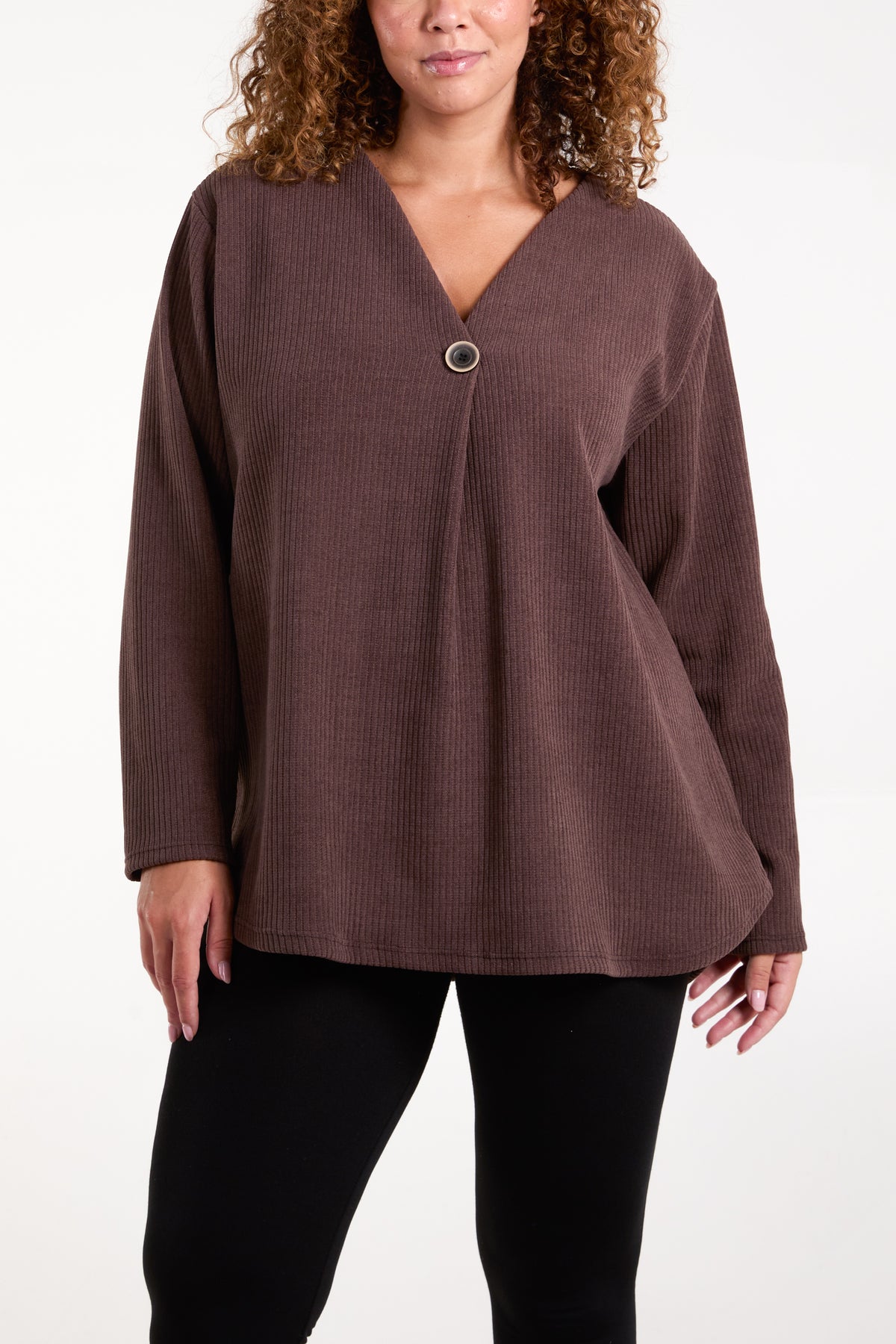 One Button Corduroy Rib Top