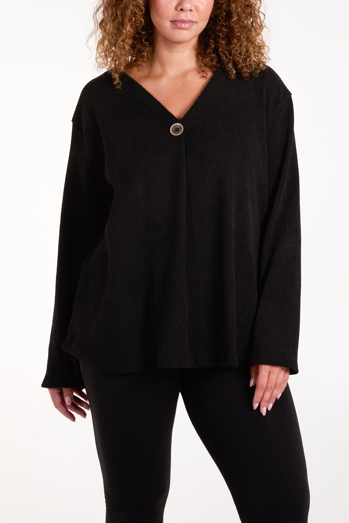 One Button Corduroy Rib Top