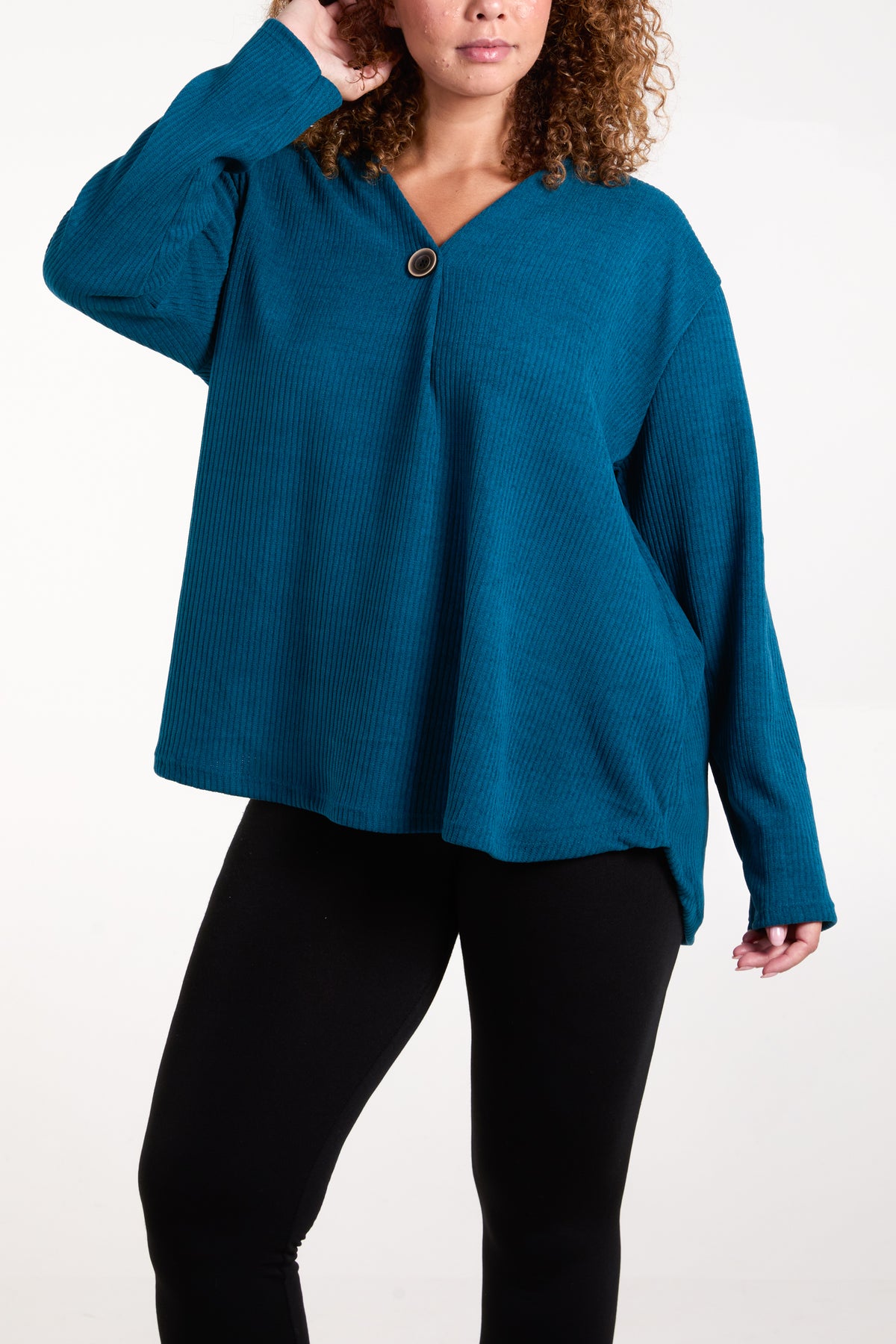 One Button Corduroy Rib Top