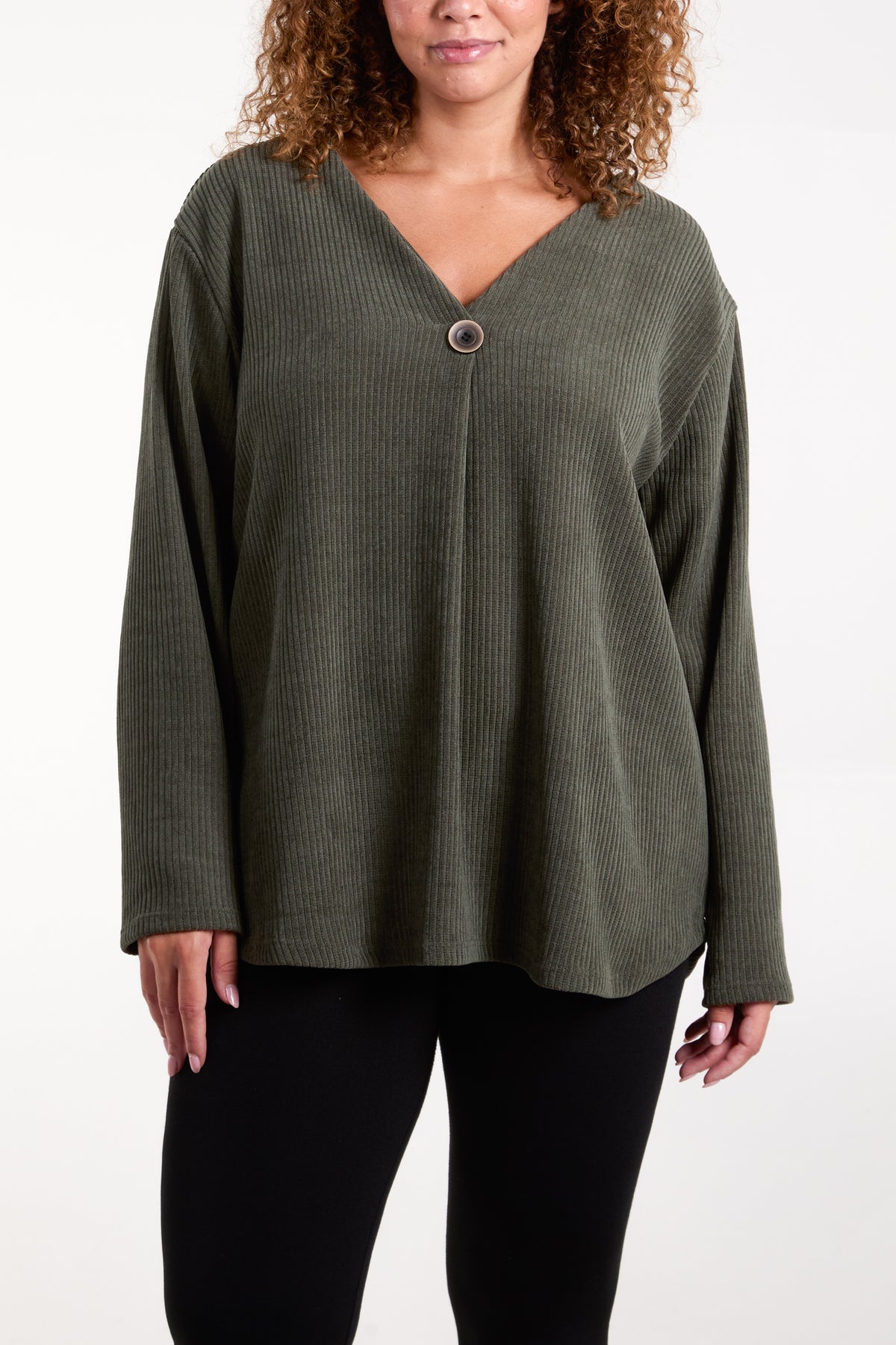 One Button Corduroy Rib Top