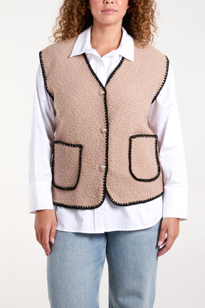 Blanket Stitch Gold Buttons Waistcoat