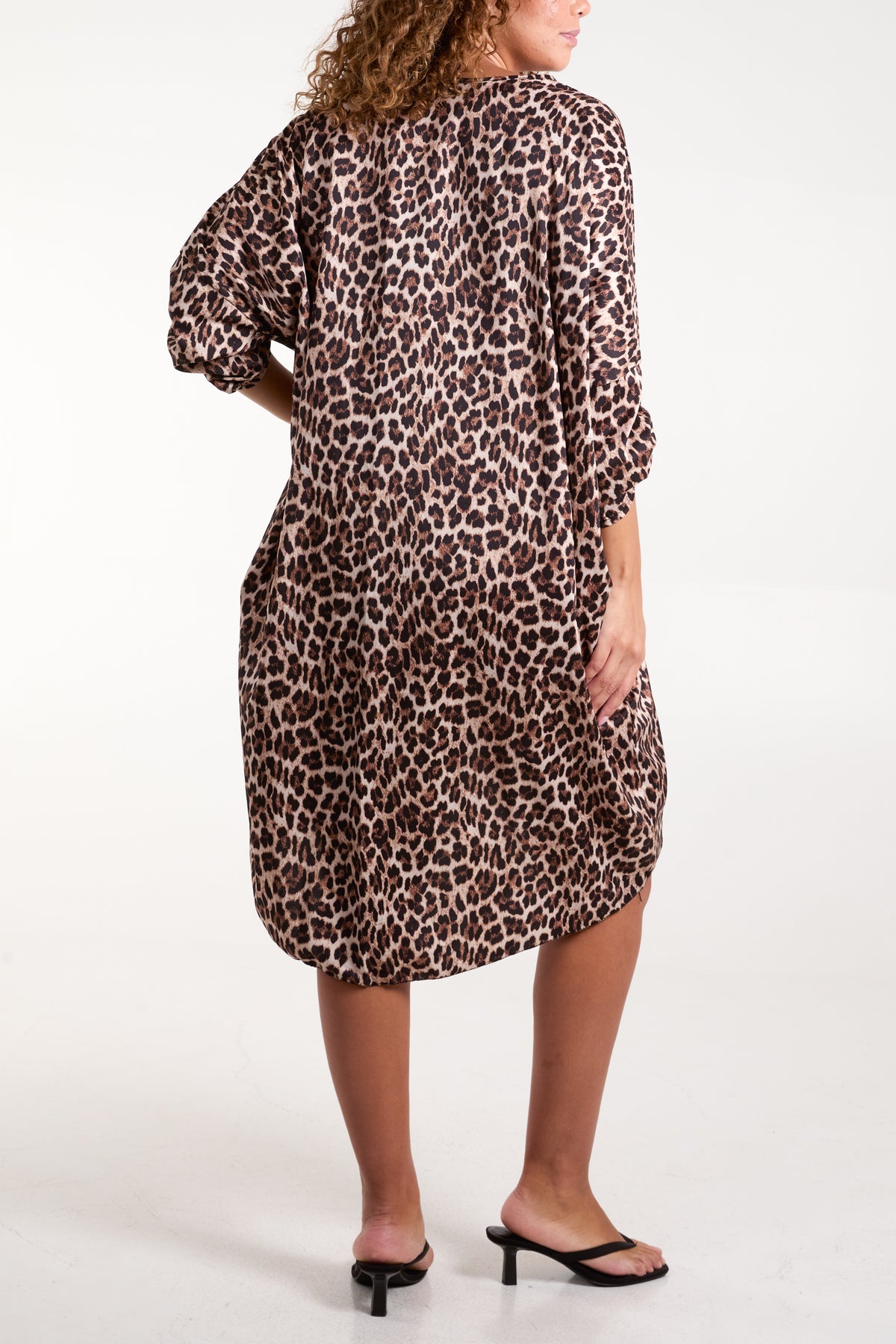 Leopard Print Twist Front Midi Dress