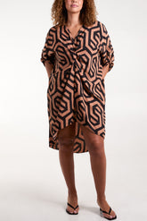 Abstract Geometric Twist Front Dress