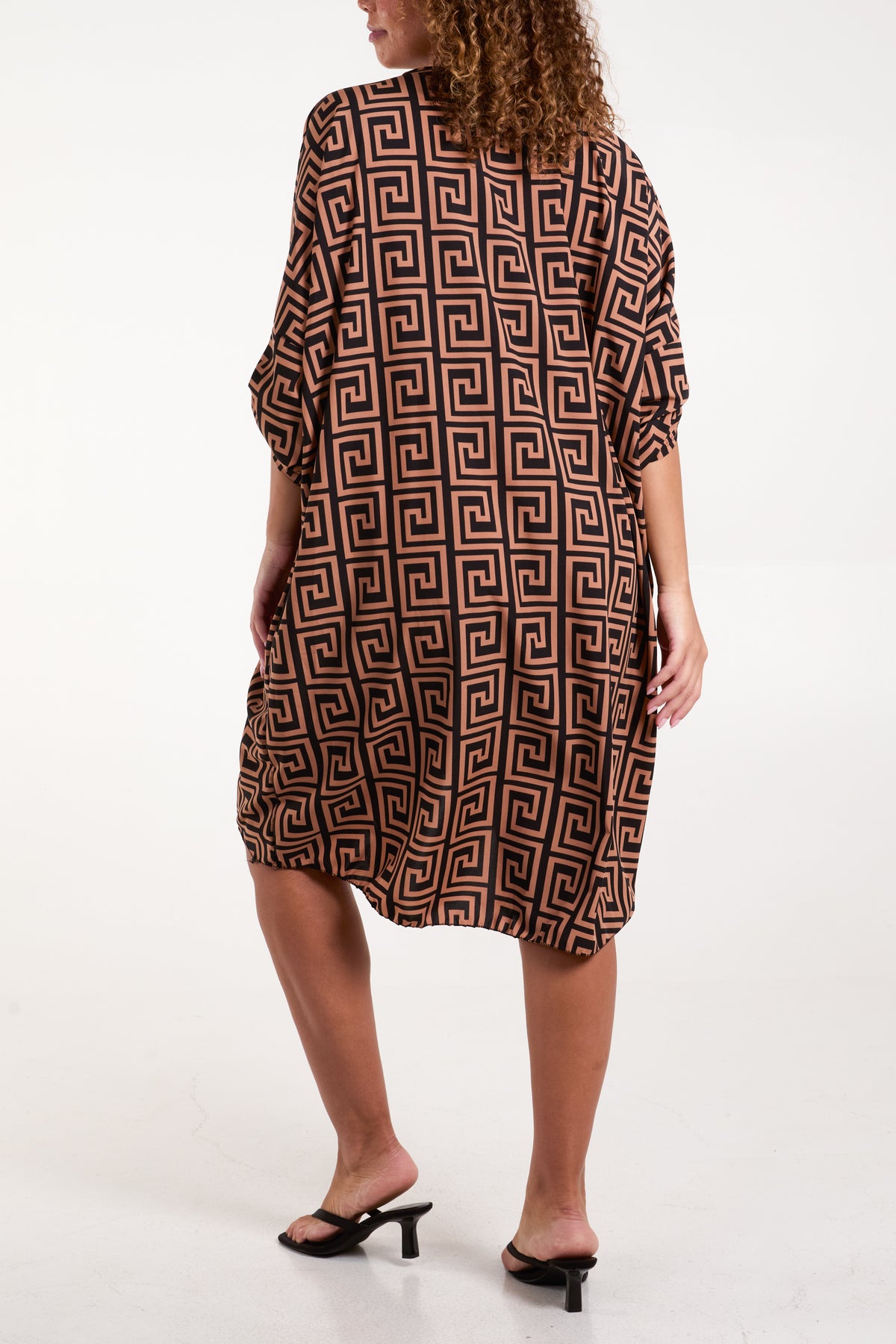 Twist Front Geometric Midi Dress