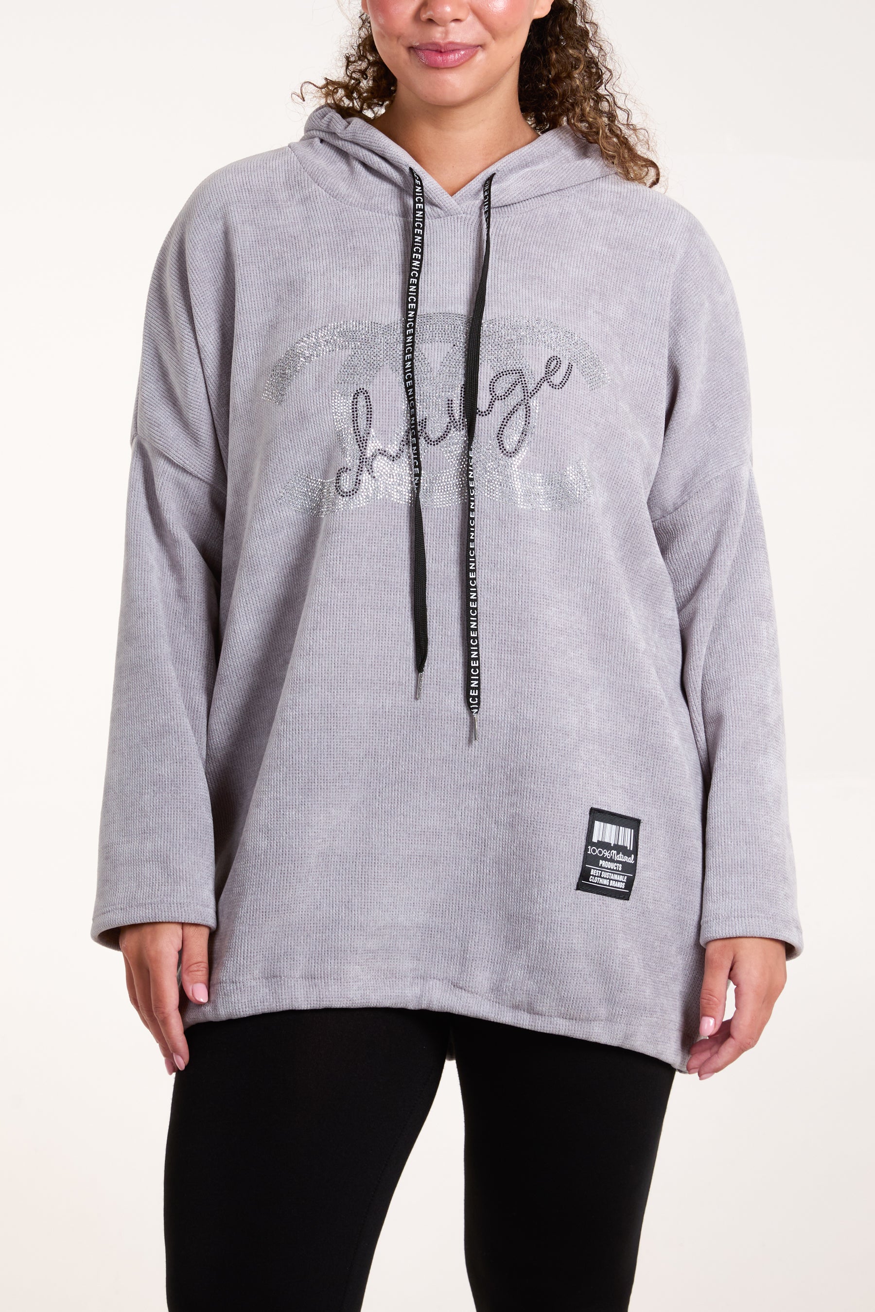 Diamante "Change" Chenille Hooded Top