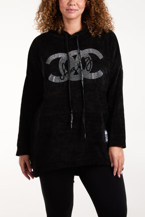 Diamante "Change" Chenille Hooded Top