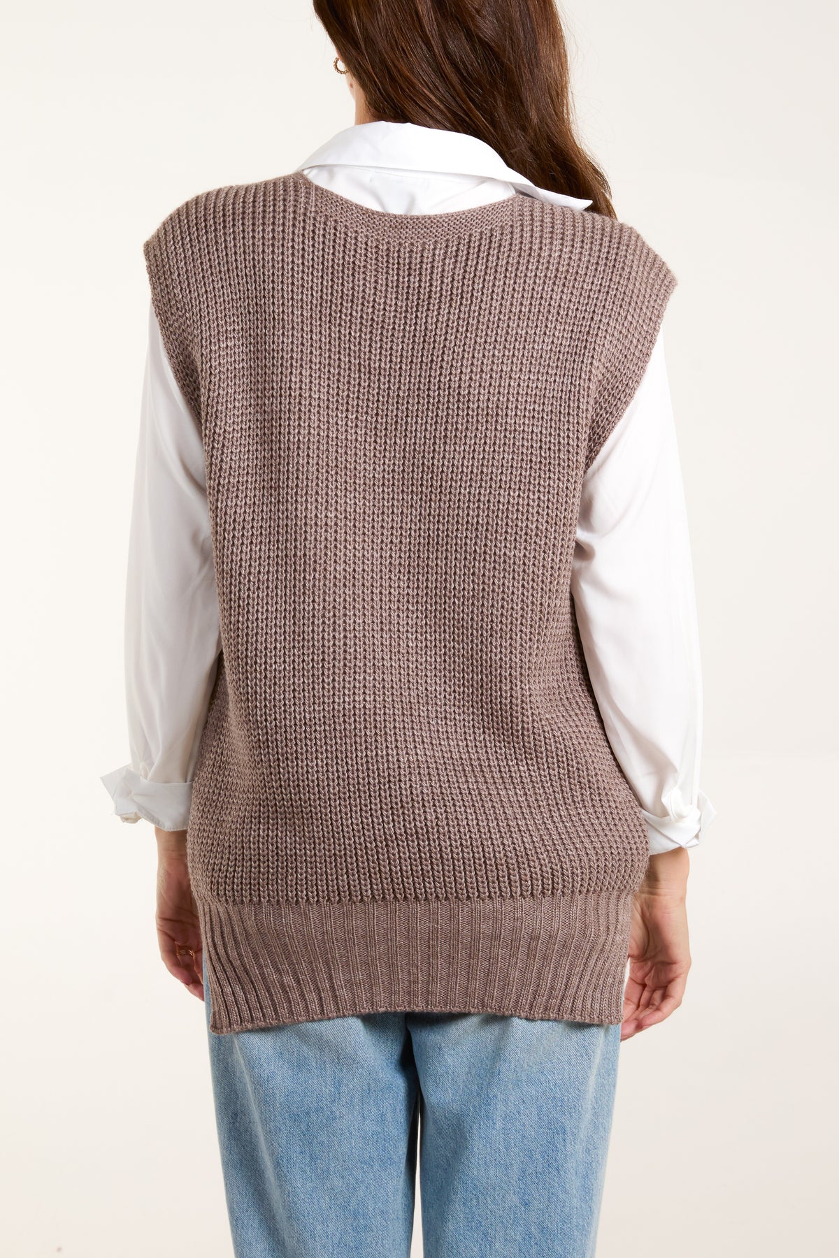 V-Neck Ribbed Chunky Knit Waistcoat