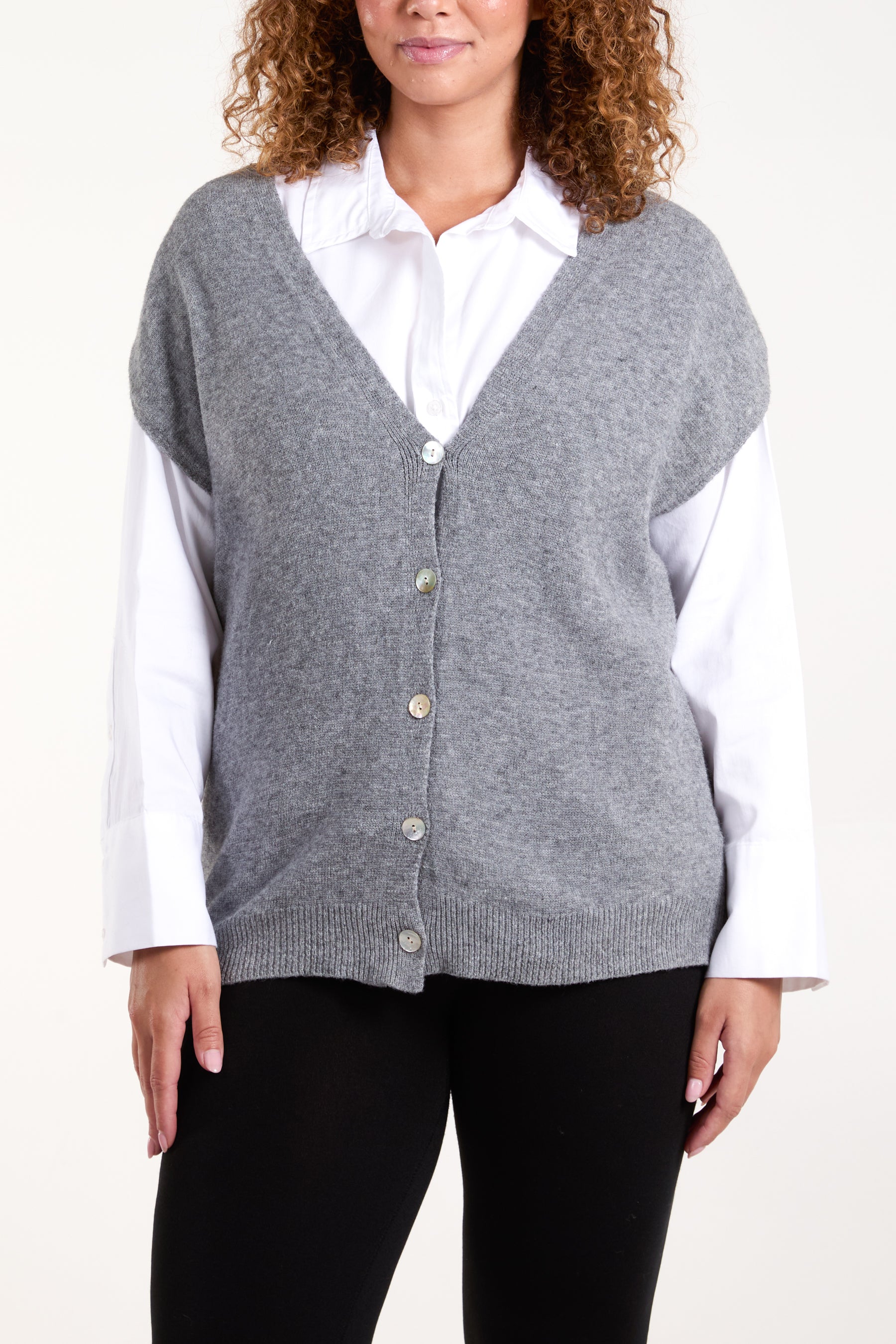 Shell Buttons Soft Touch Knit Vest