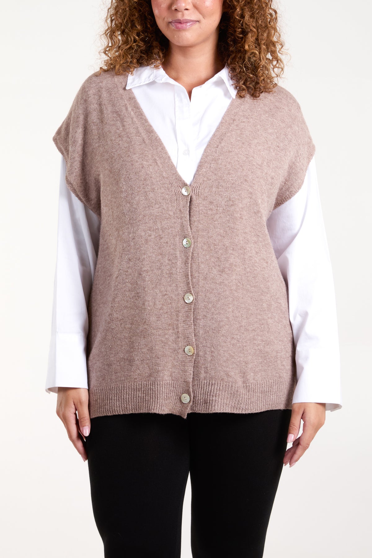 Shell Buttons Soft Touch Knit Vest