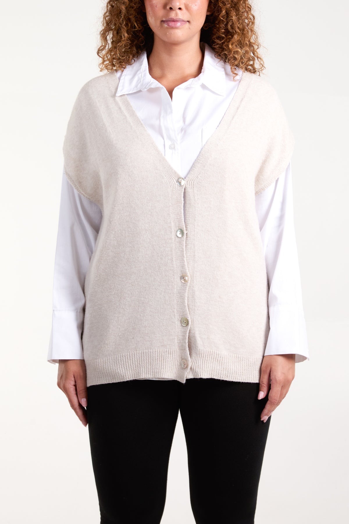 Shell Buttons Soft Touch Knit Vest