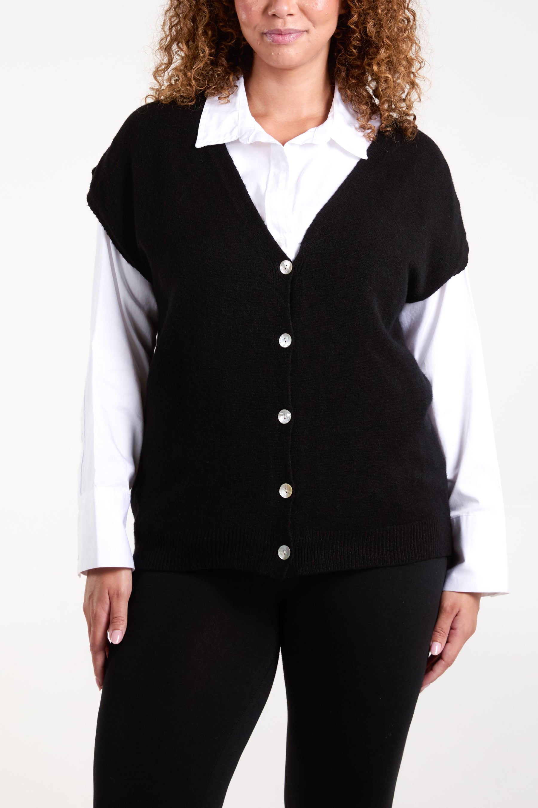 Shell Buttons Soft Touch Knit Vest