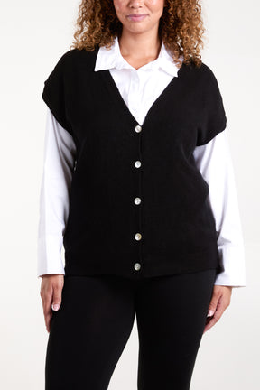 Shell Buttons Soft Touch Knit Vest