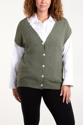 Shell Buttons Soft Touch Knit Vest