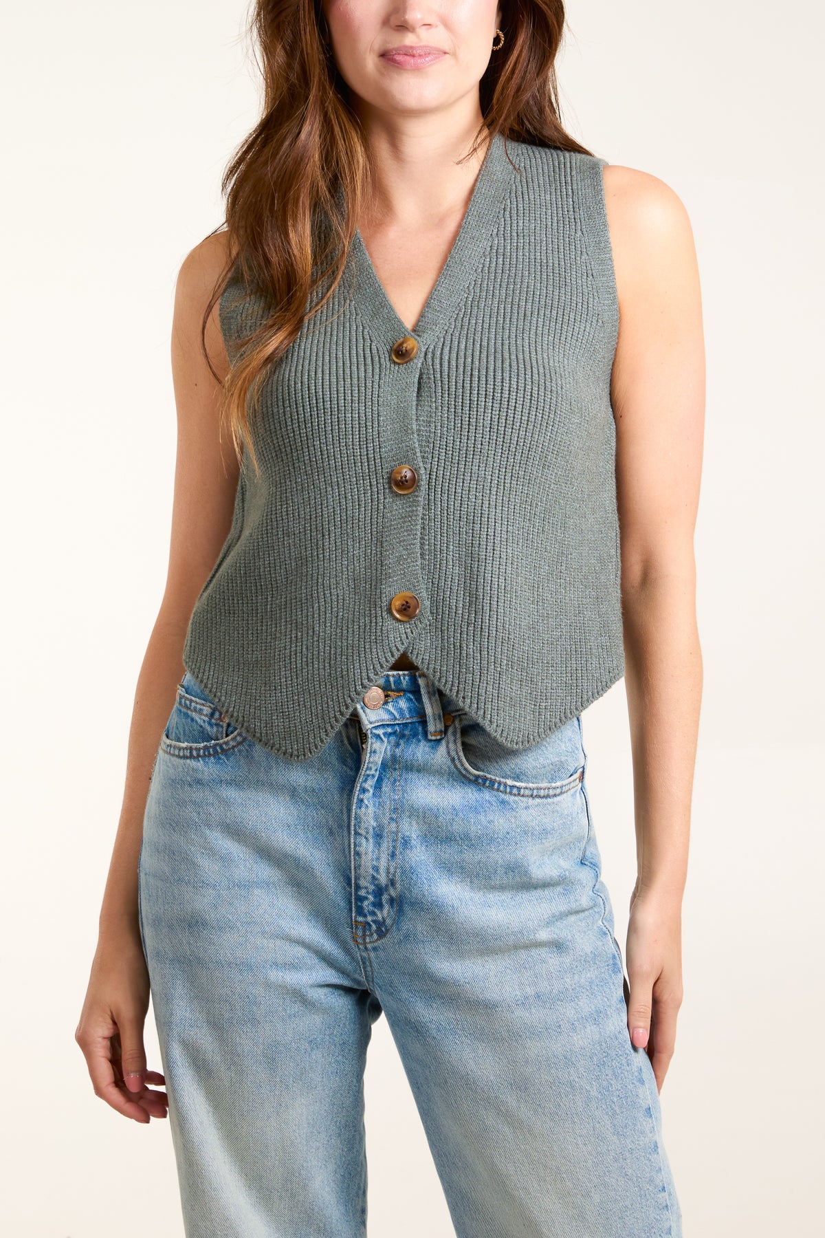 Cropped Button Down Waistcoat