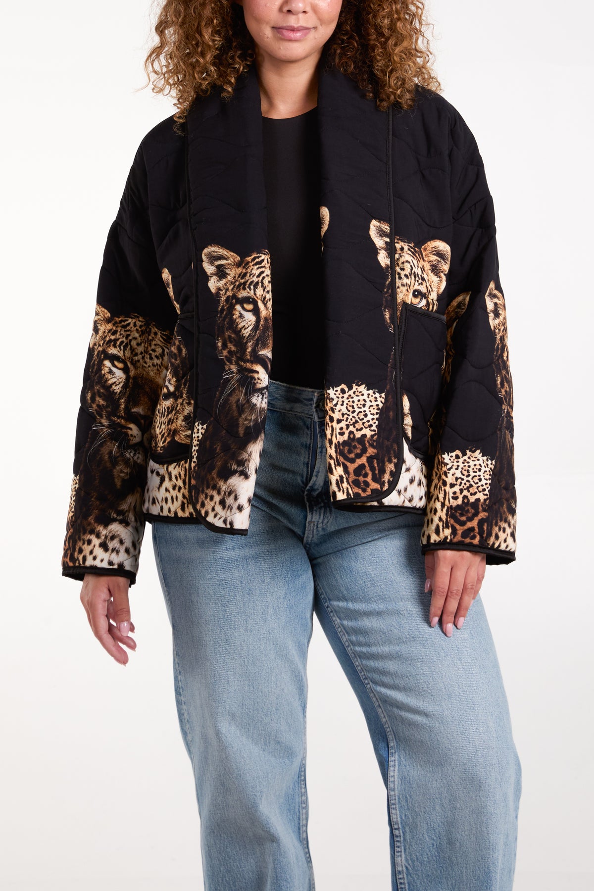 Cheetah Print Pocket Padded Jacket