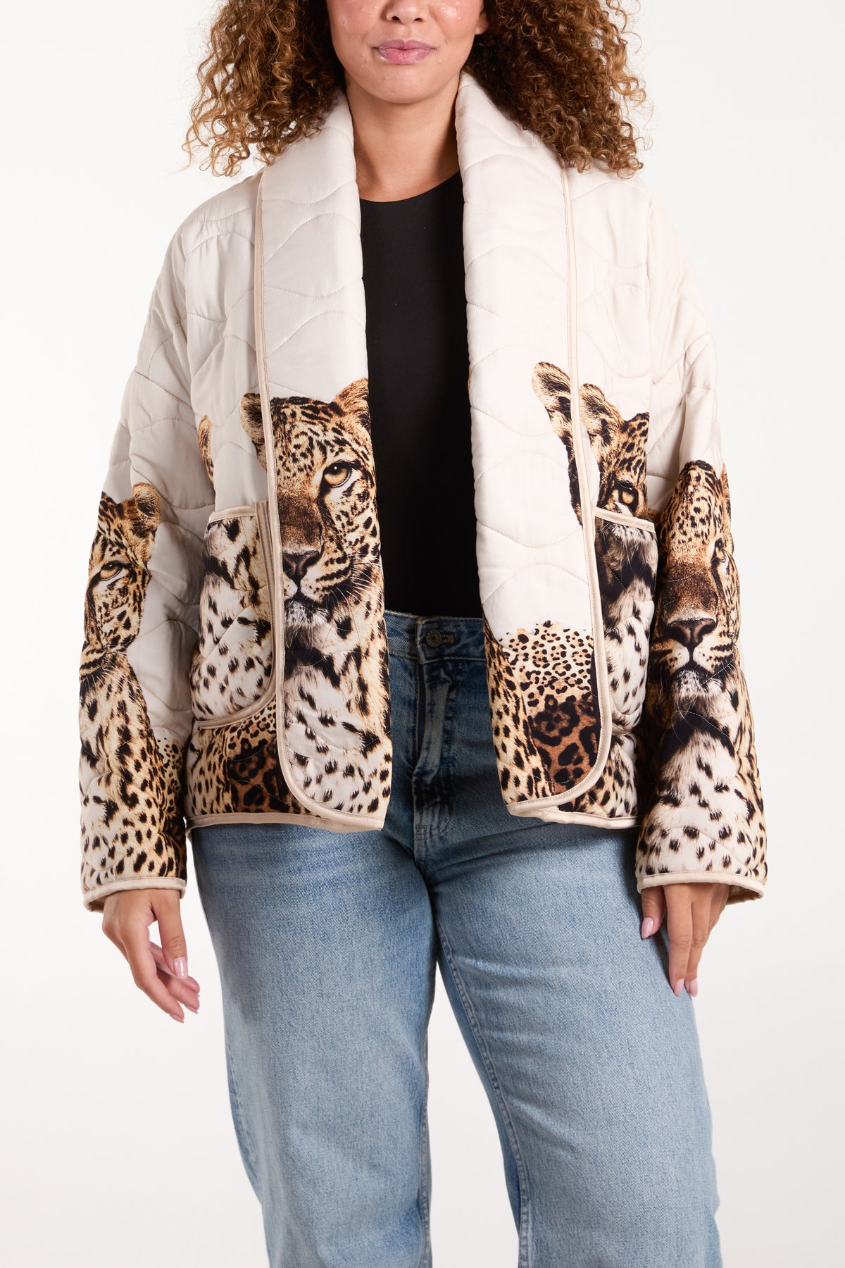 Cheetah Print Pocket Padded Jacket