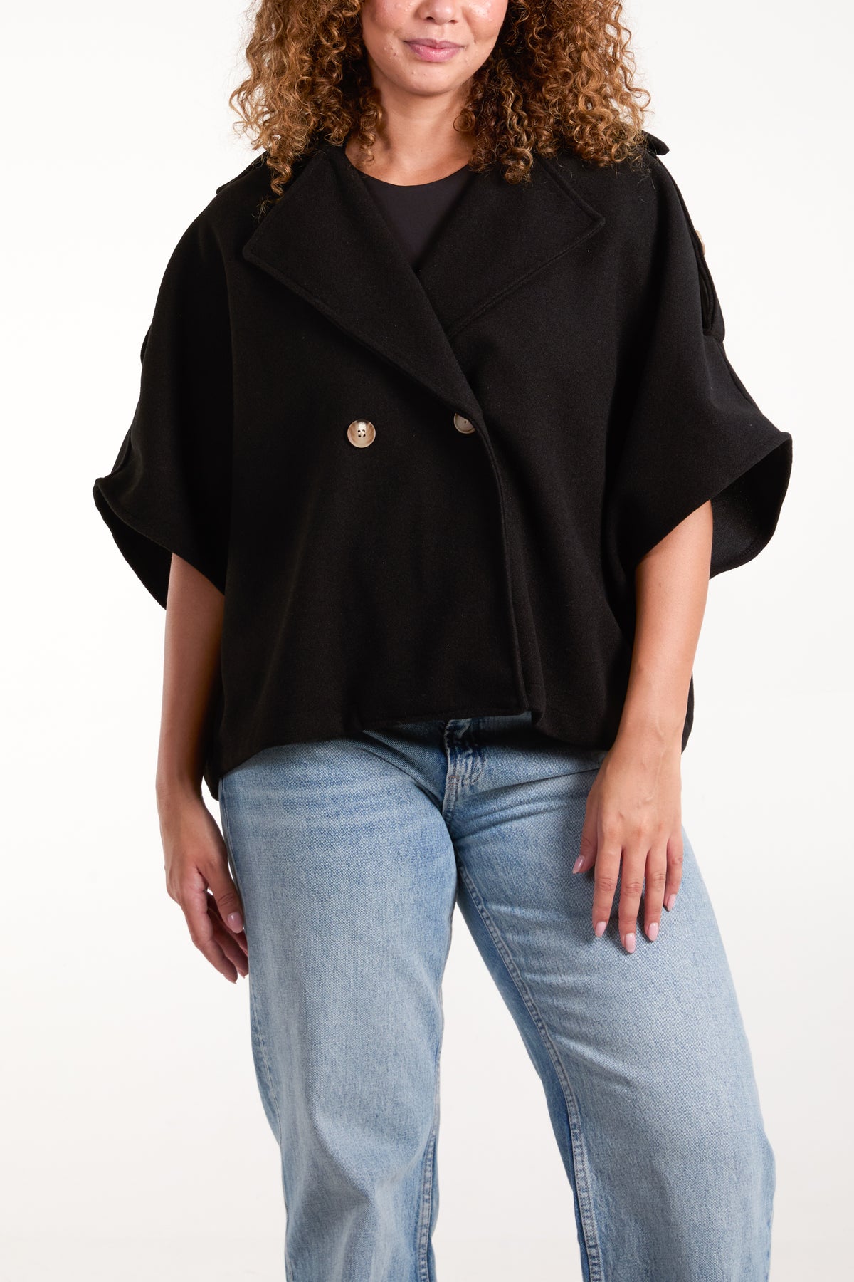 Double Breasted Lapel Short Cape