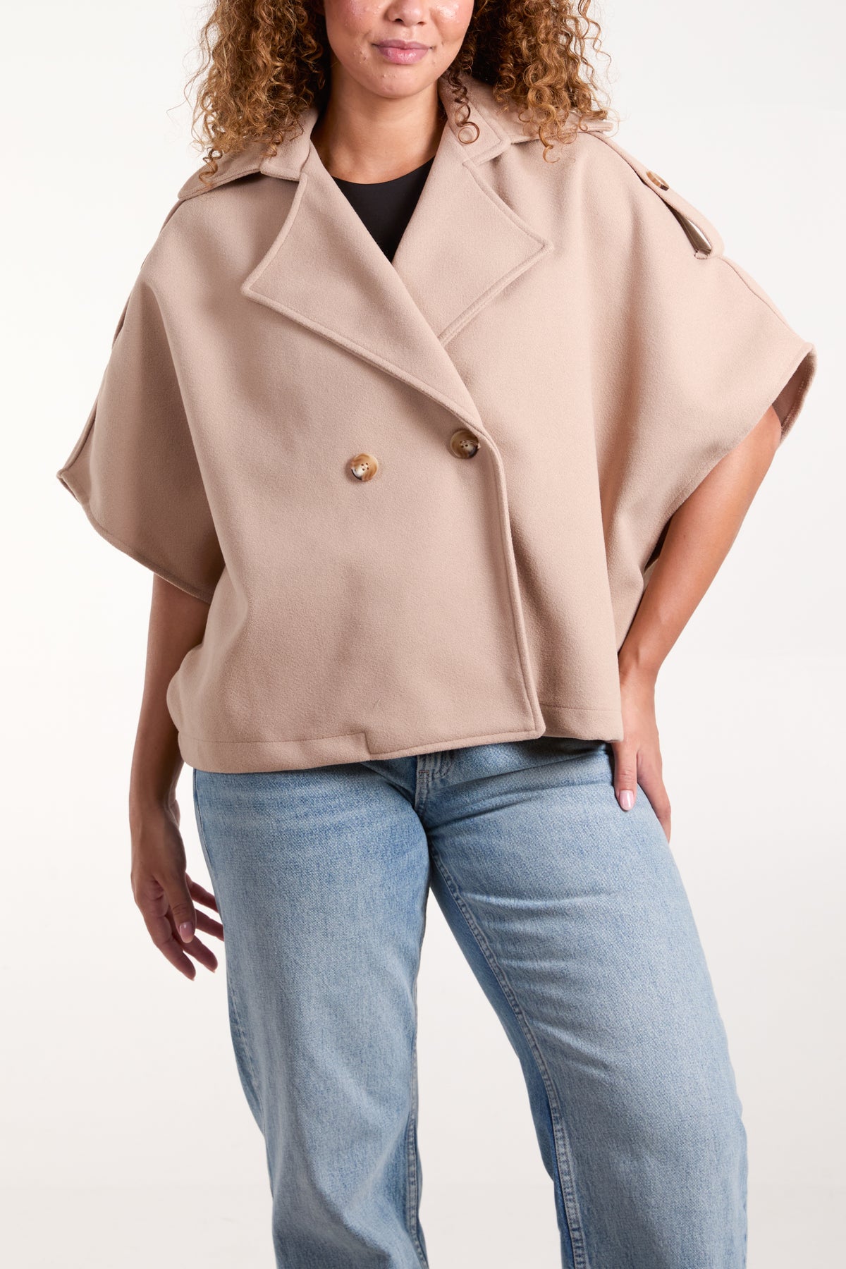 Double Breasted Lapel Short Cape