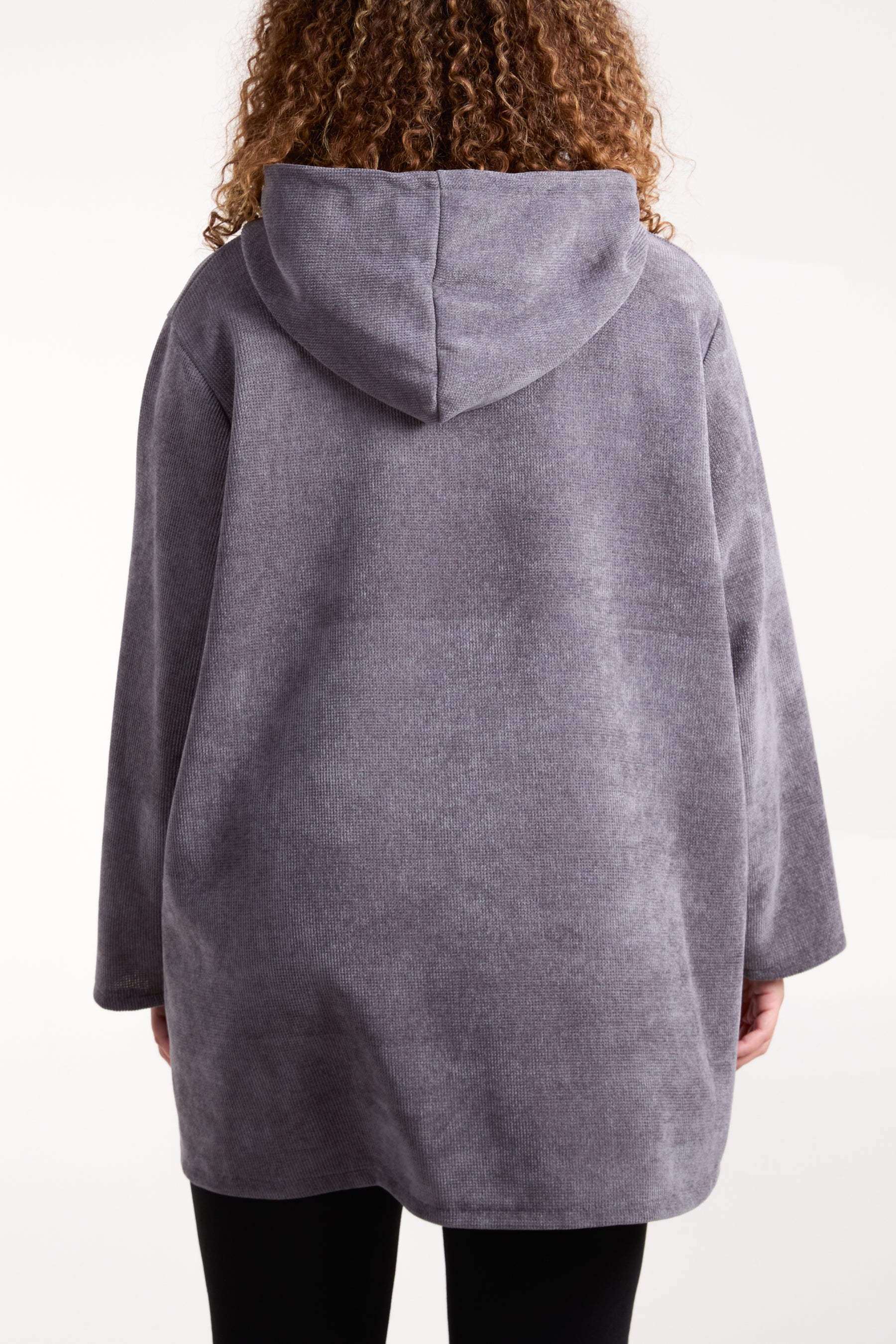 Chenille Pocket Detail Hooded Jacket