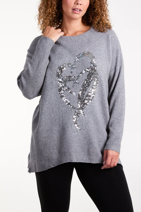 Sequin Hearts Ribbed Knit Jumper