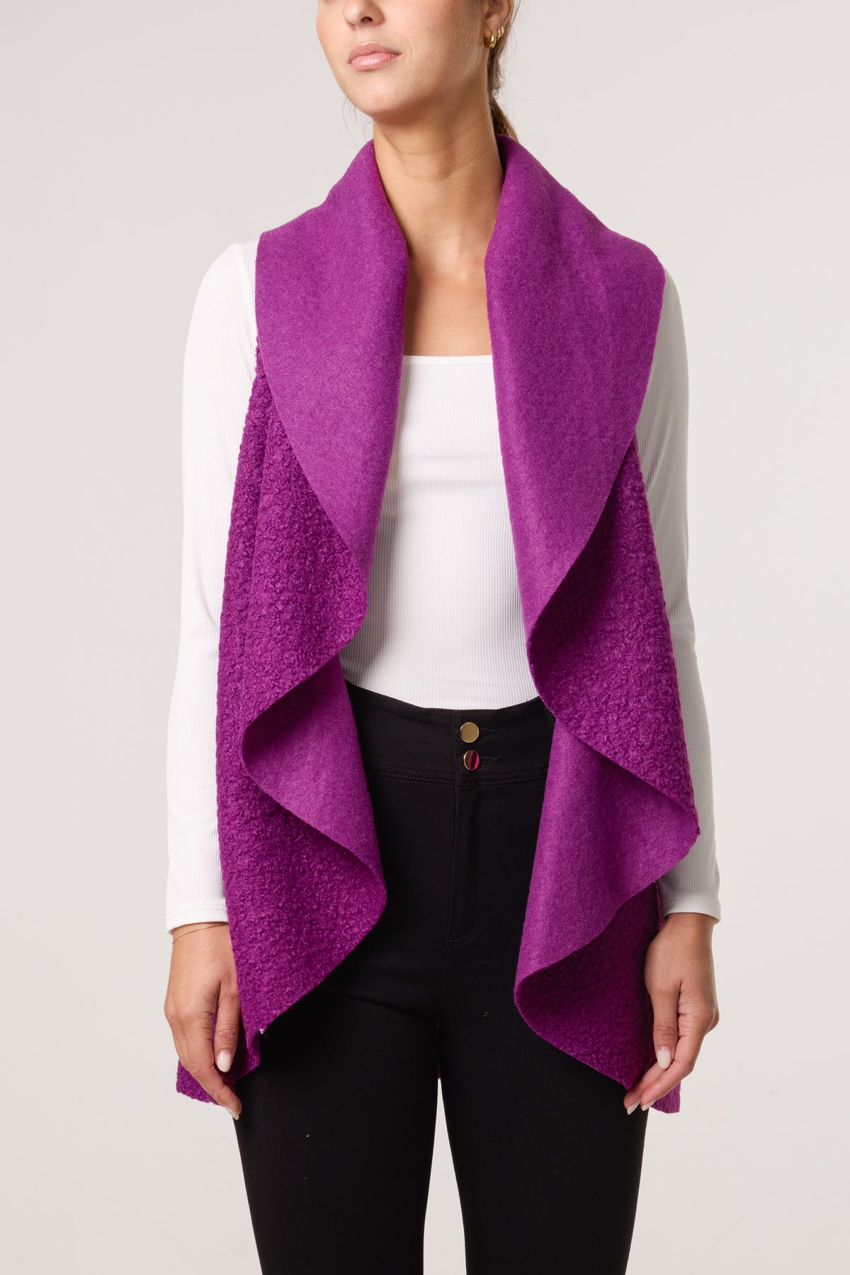 Waterfall Boucle Sleeveless Jacket