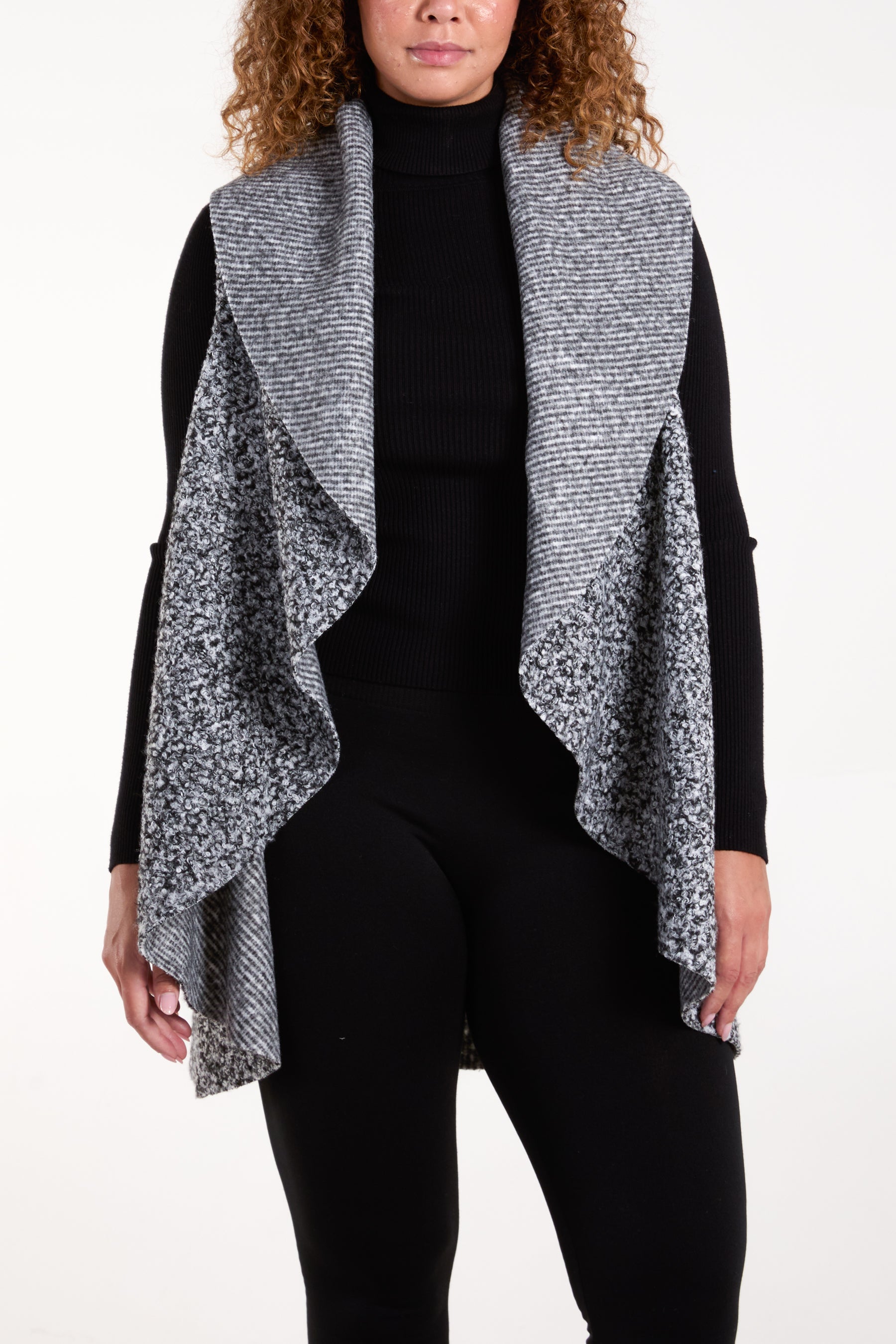 Waterfall Boucle Sleeveless Jacket