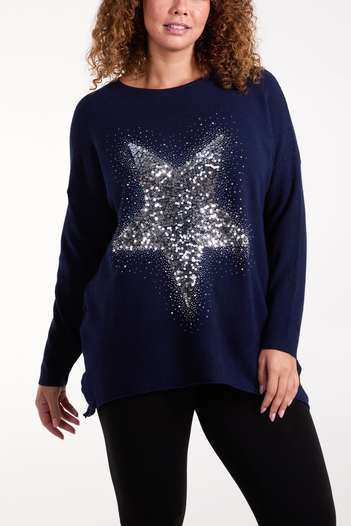 Sequin & Diamante Start Ribbed Jumper