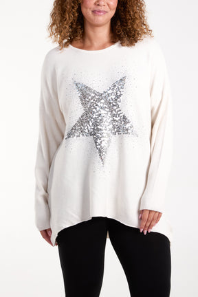 Sequin & Diamante Start Ribbed Jumper