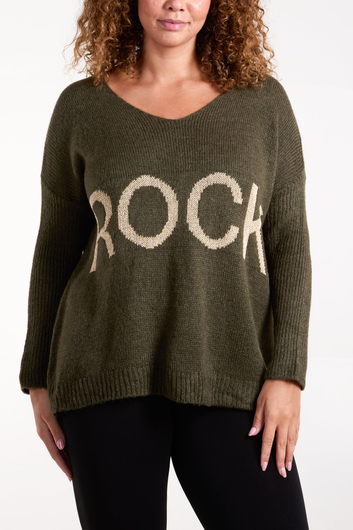 V-Neck Sparkly "Rock" Jumper