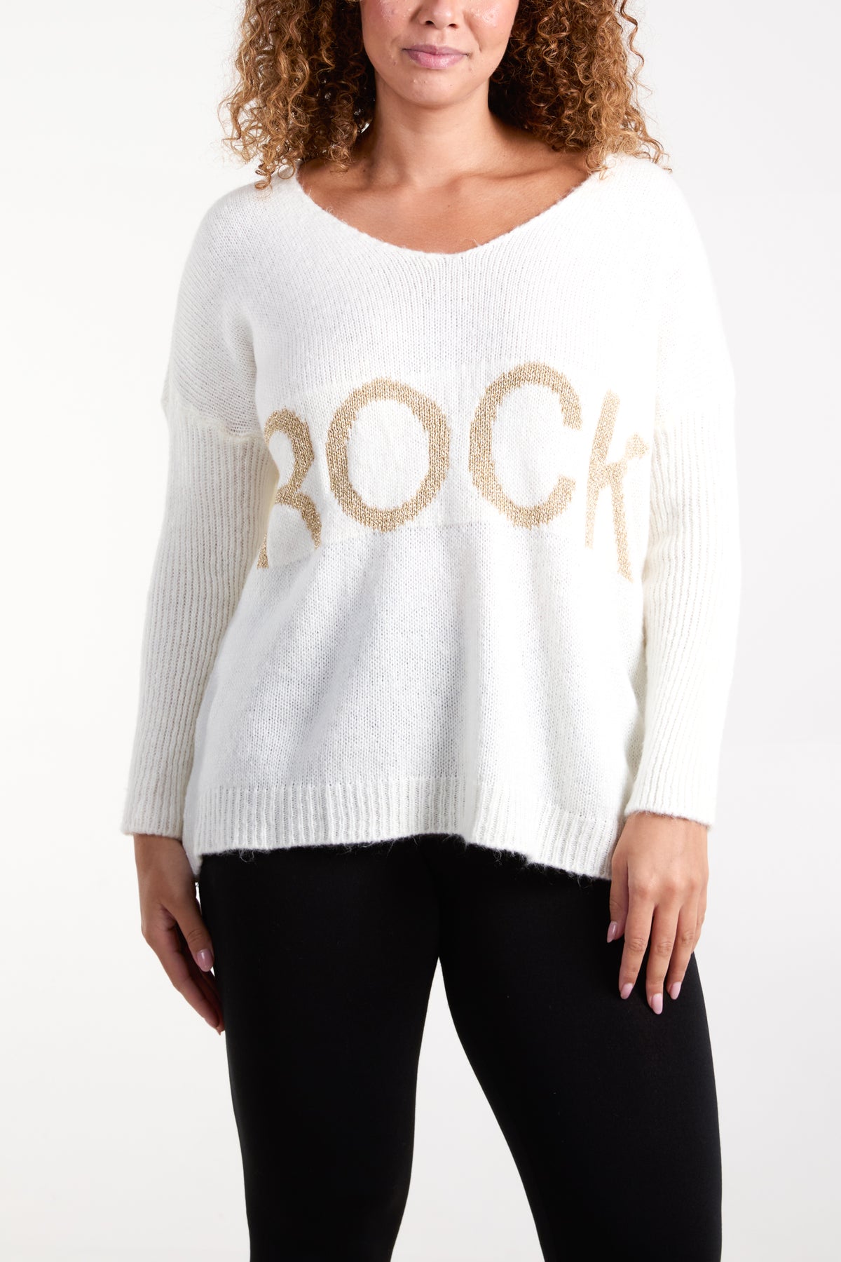 V-Neck Sparkly "Rock" Jumper