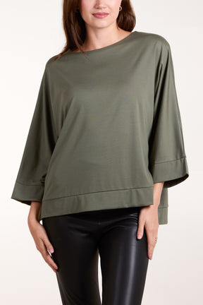 Boat Neck 3/4 Batwing Sleeve Top