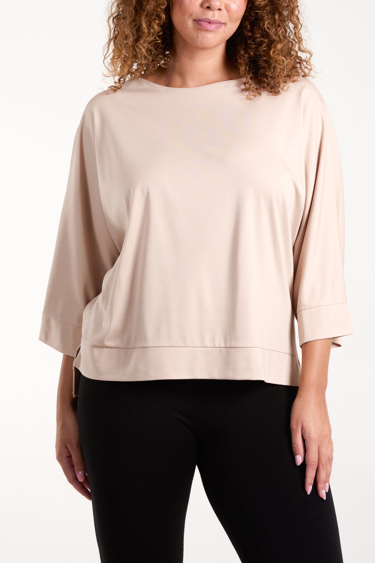 Boat Neck 3/4 Batwing Sleeve Top