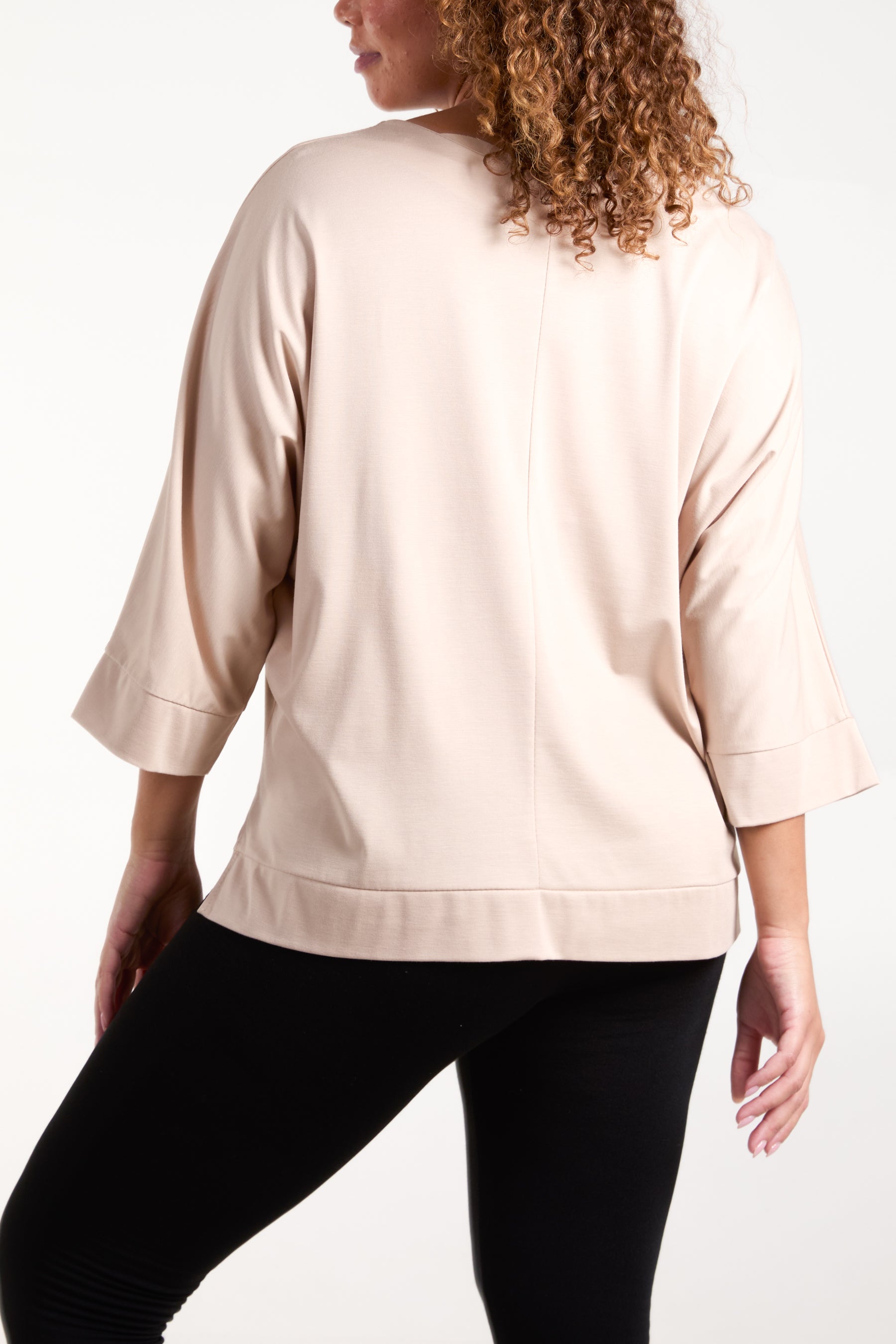 Boat Neck 3/4 Batwing Sleeve Top