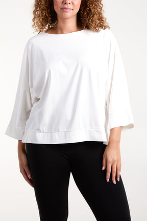 Boat Neck 3/4 Batwing Sleeve Top