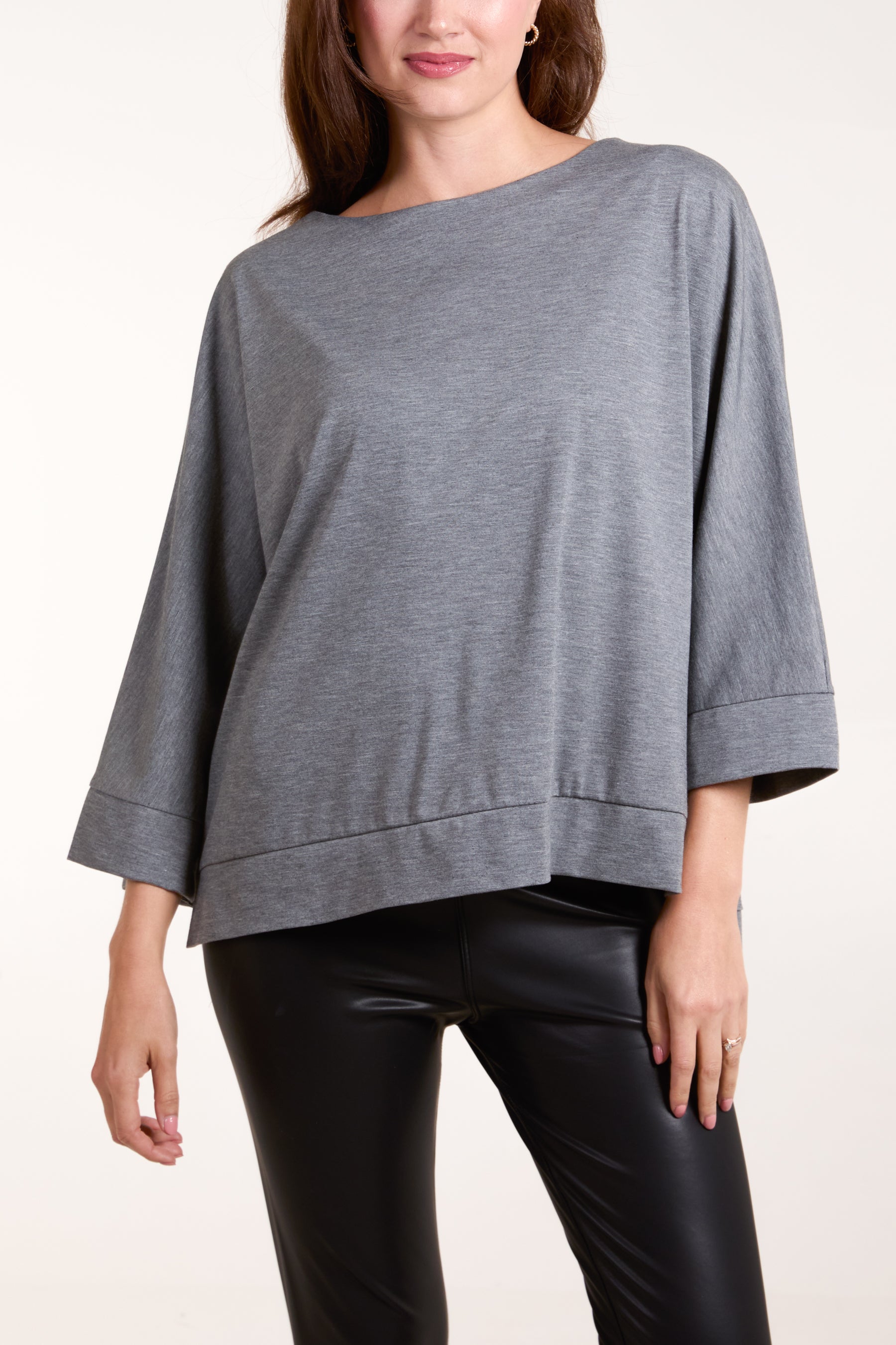 Boat Neck 3/4 Batwing Sleeve Top