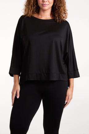 Boat Neck 3/4 Batwing Sleeve Top