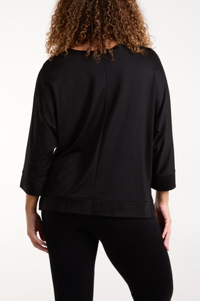 Boat Neck 3/4 Batwing Sleeve Top