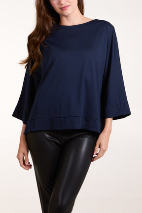 Boat Neck 3/4 Batwing Sleeve Top