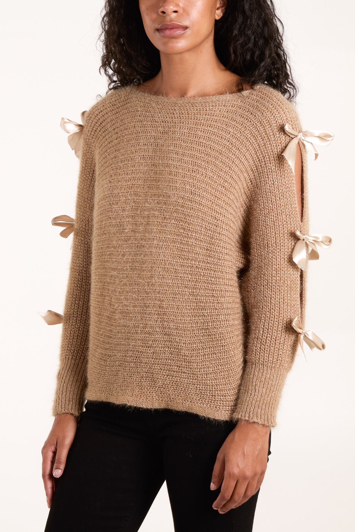 Bow Sleeve Fluffy Knit Jumper