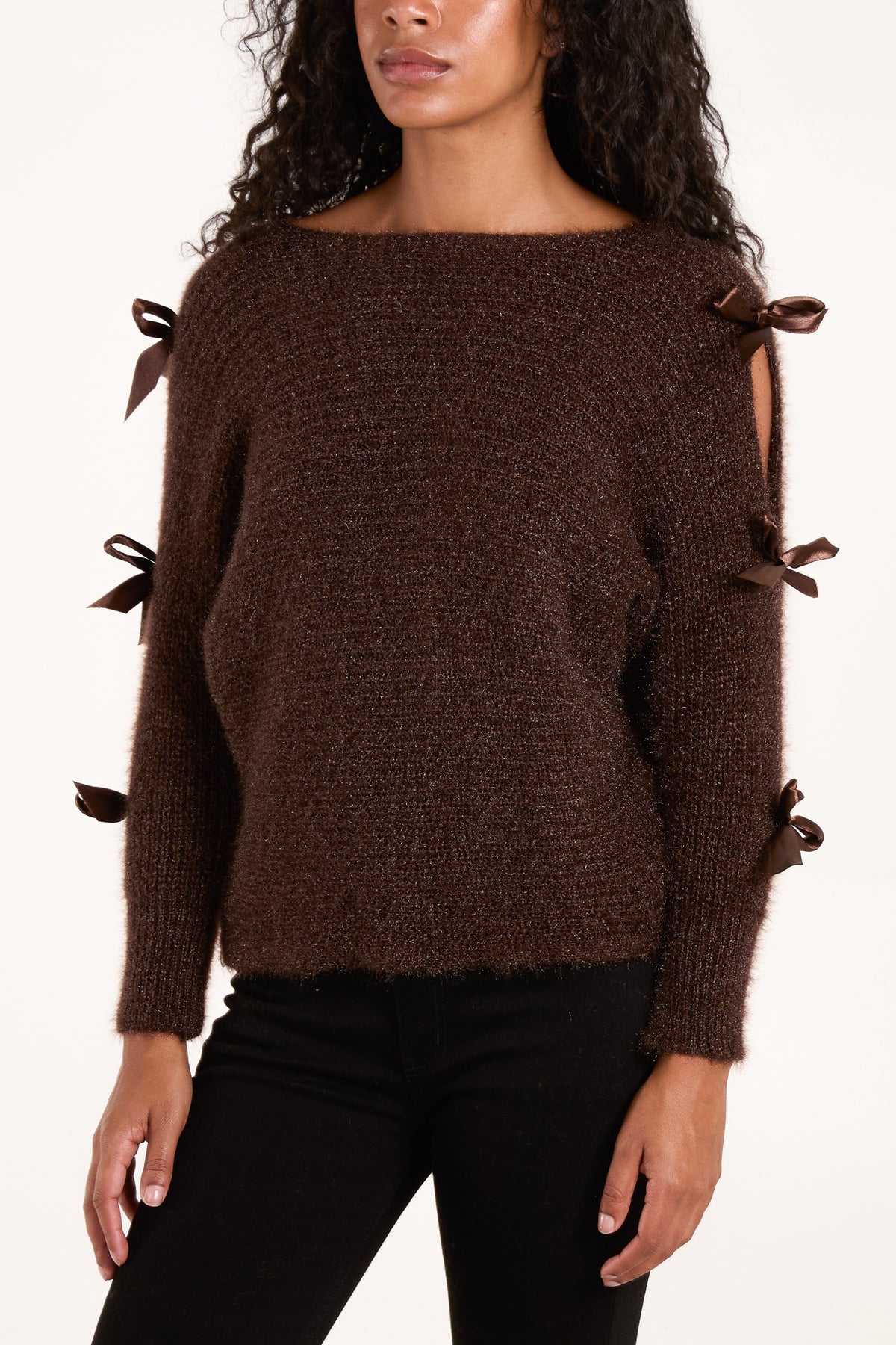 Bow Sleeve Fluffy Knit Jumper