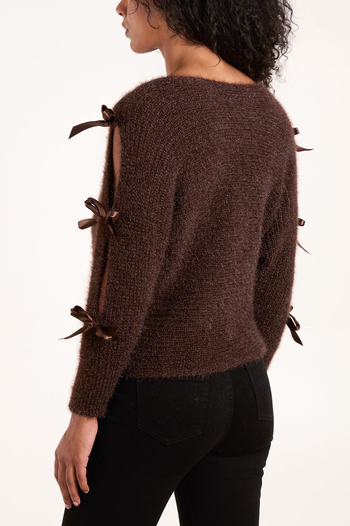 Bow Sleeve Fluffy Knit Jumper