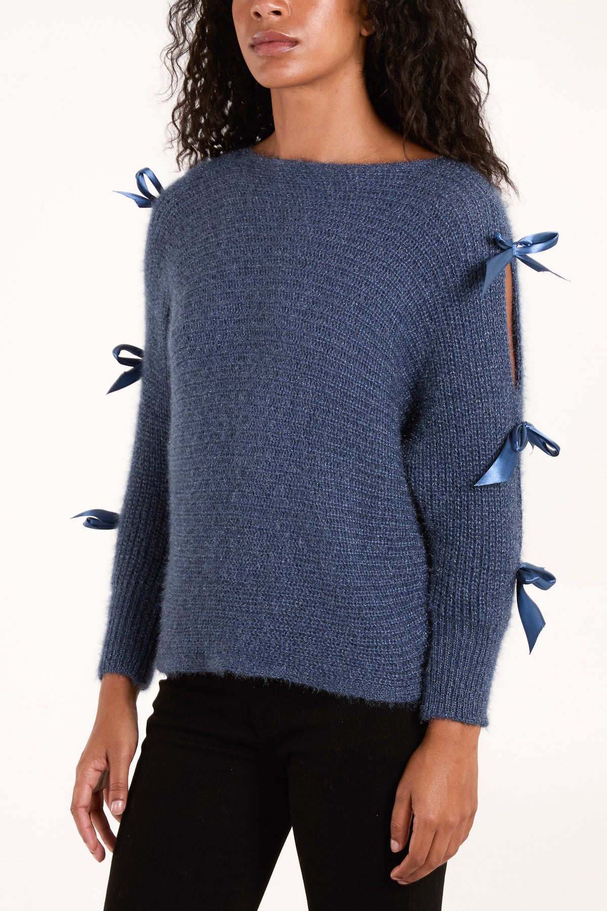 Bow Sleeve Fluffy Knit Jumper