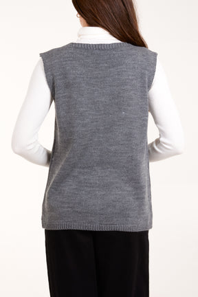 Coconut Button V-Neck Knit Waistcoat