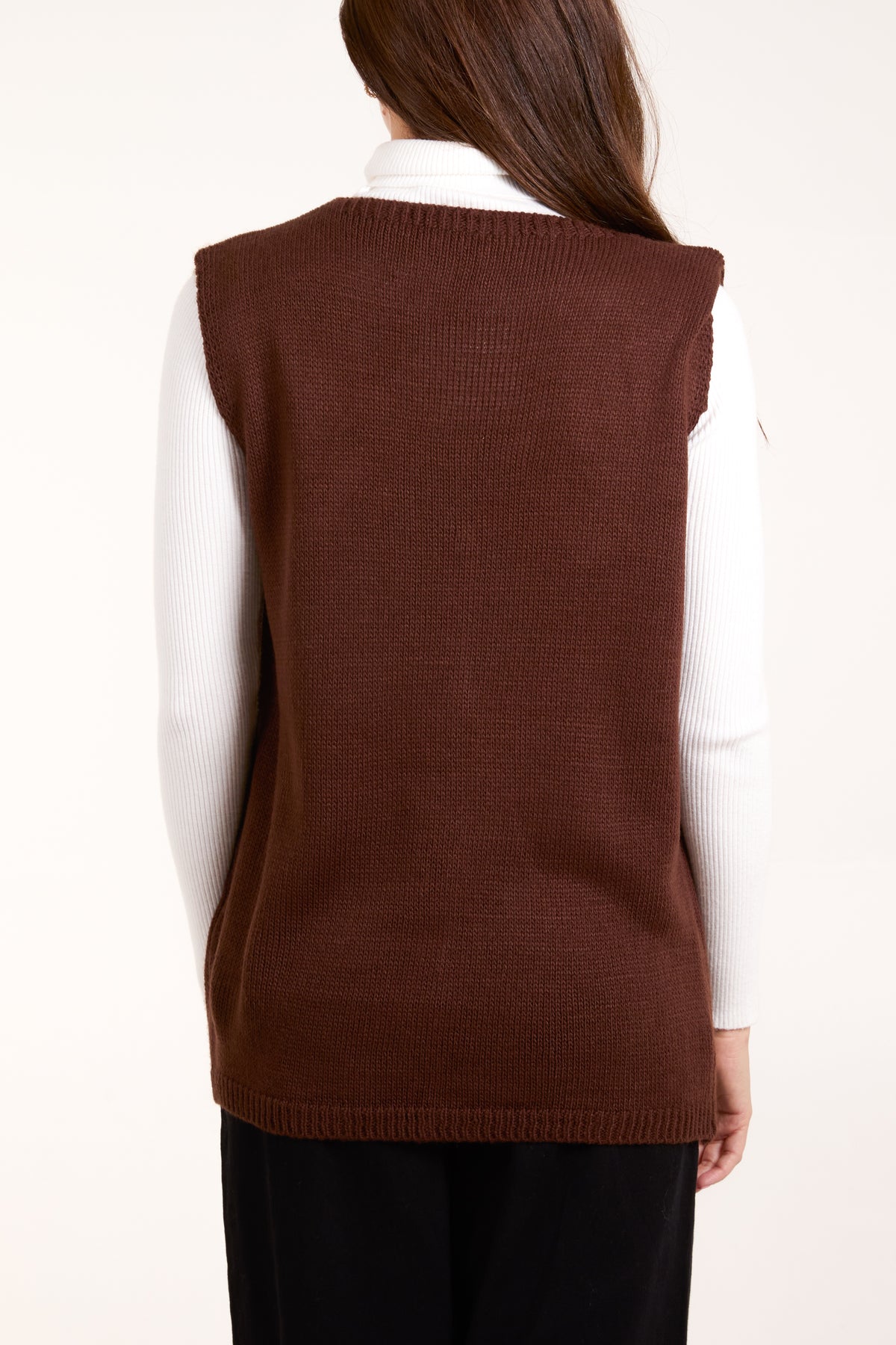 Coconut Button V-Neck Knit Waistcoat