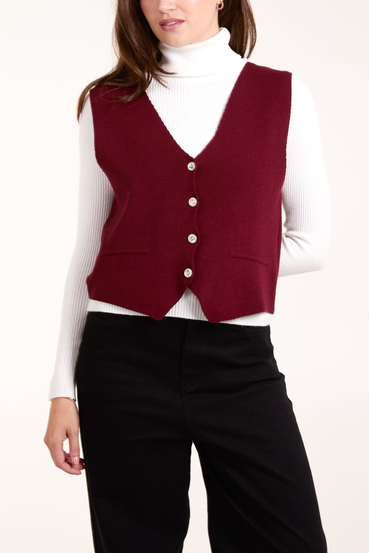 Buttoned Fitted Knit Waistcoat