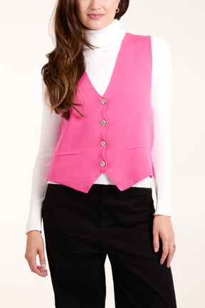 Buttoned Fitted Knit Waistcoat