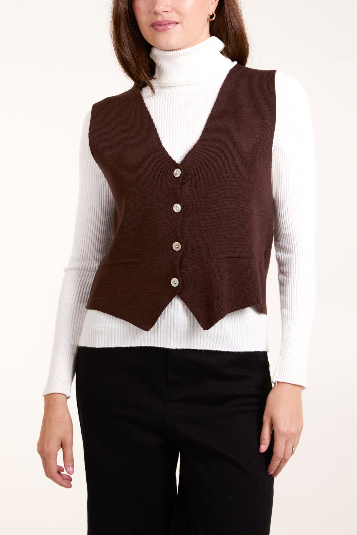 Buttoned Fitted Knit Waistcoat