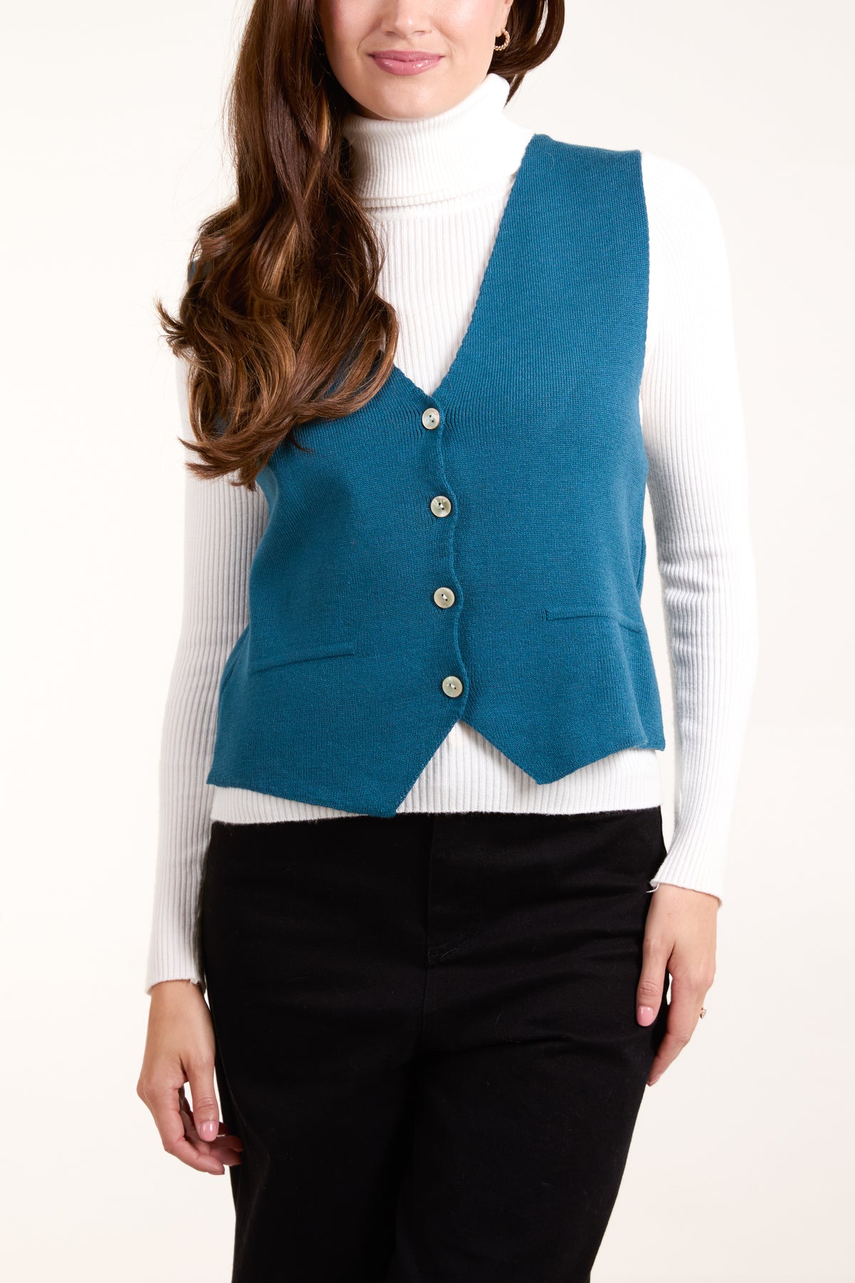 Buttoned Fitted Knit Waistcoat