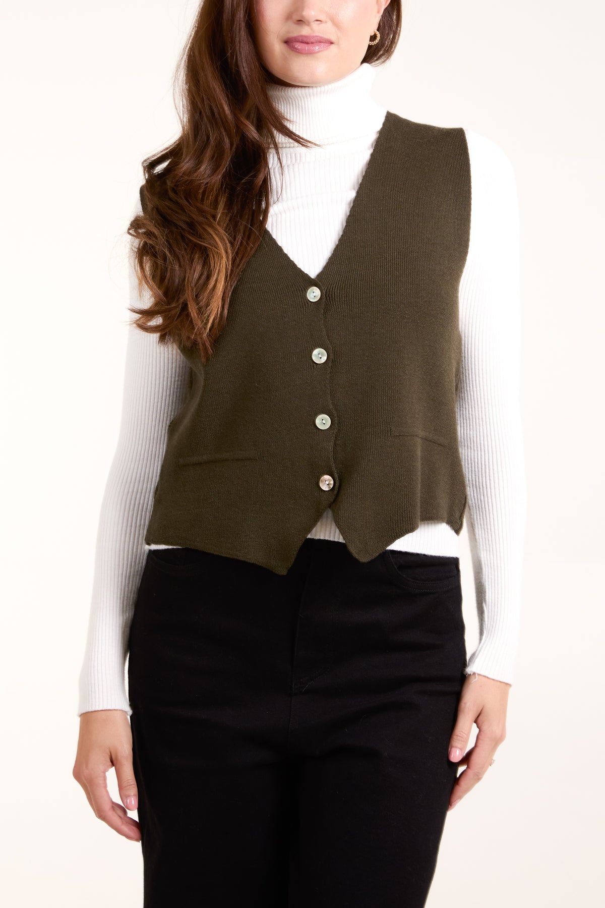 Buttoned Fitted Knit Waistcoat